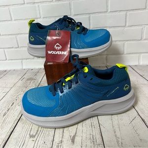 Wolverine Bolt Durashocks Composite Toe Sneakers Blue Women 6 W Wide Work Shoes